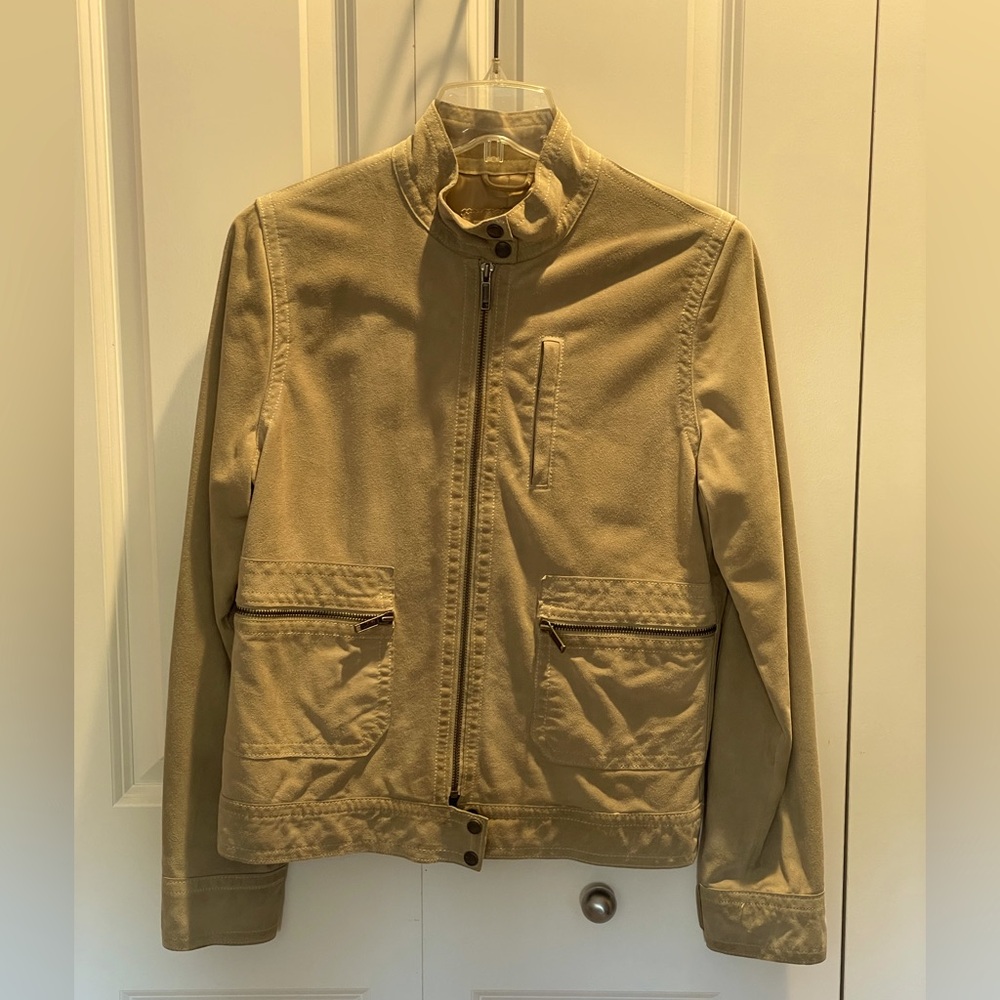 Banana Republic Suede Leather Jacket. Tan. Size M.